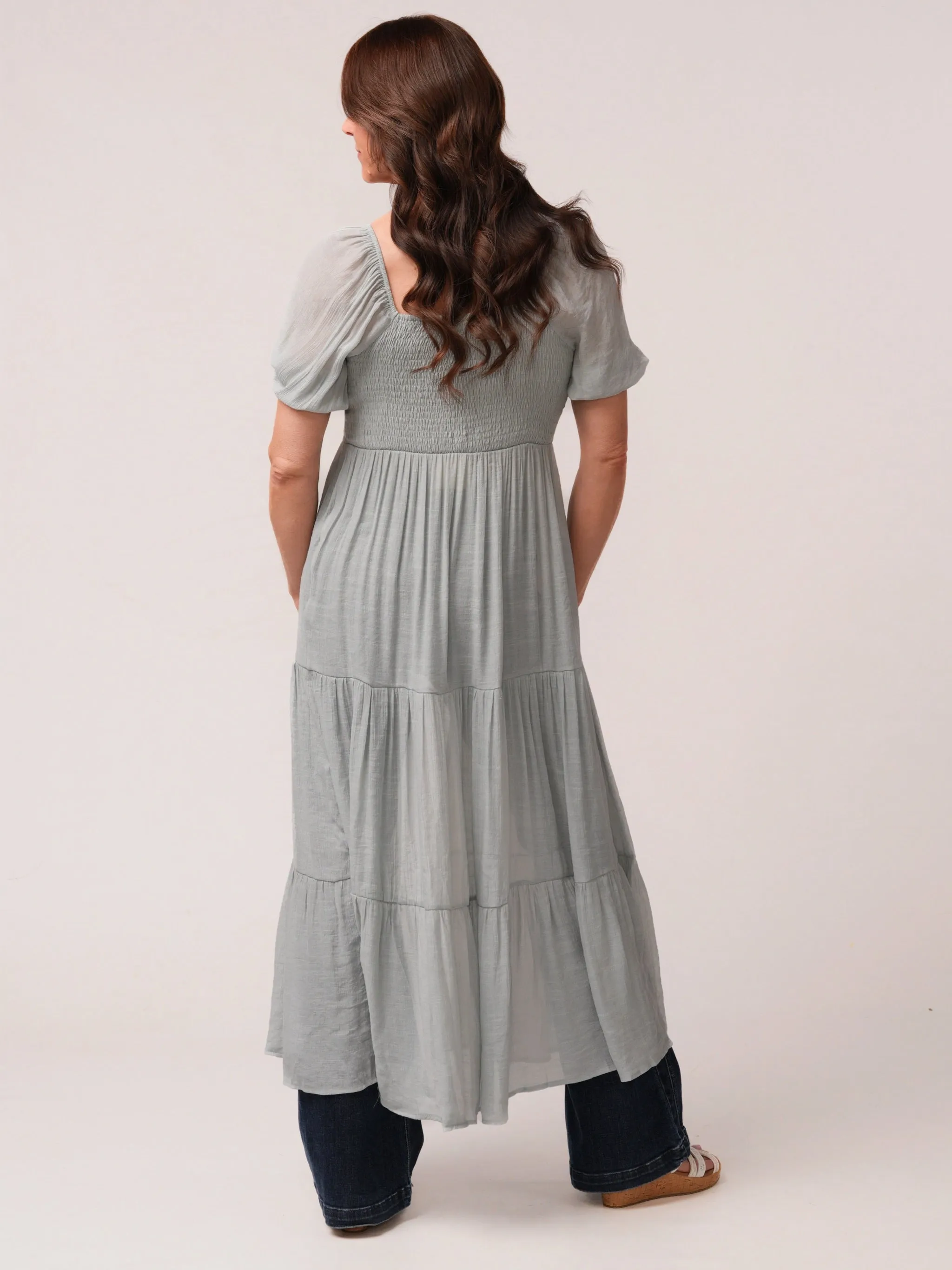 Light Blue Romantic Duster with Button Front