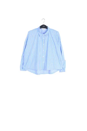 Light blue striped cotton-poplin shirt with rhinestones