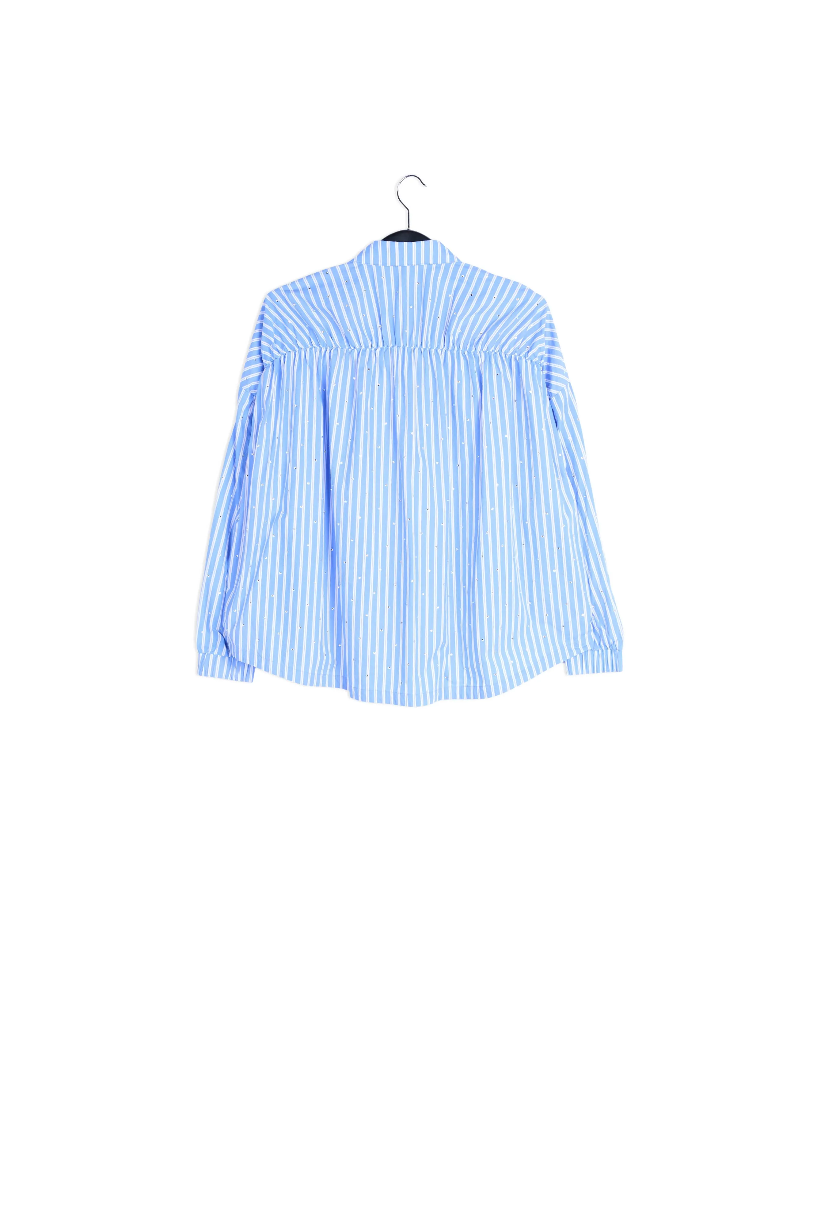Light blue striped cotton-poplin shirt with rhinestones