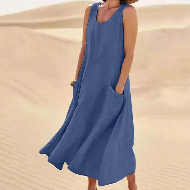 Linen Belle™ | Women's Sleeveless Dress | Lightweight Linen, Breathable Fabric & Relaxed Fit