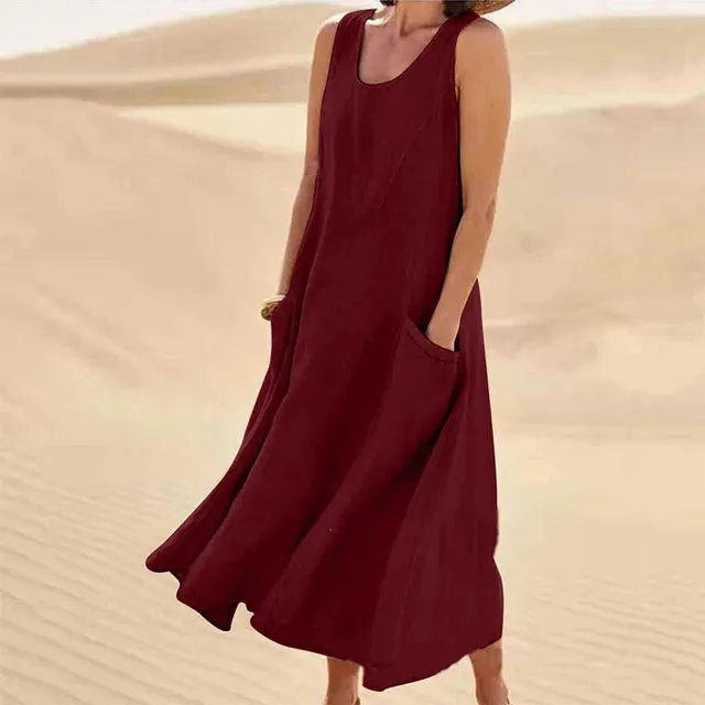 Linen Belle™ | Women's Sleeveless Dress | Lightweight Linen, Breathable Fabric & Relaxed Fit