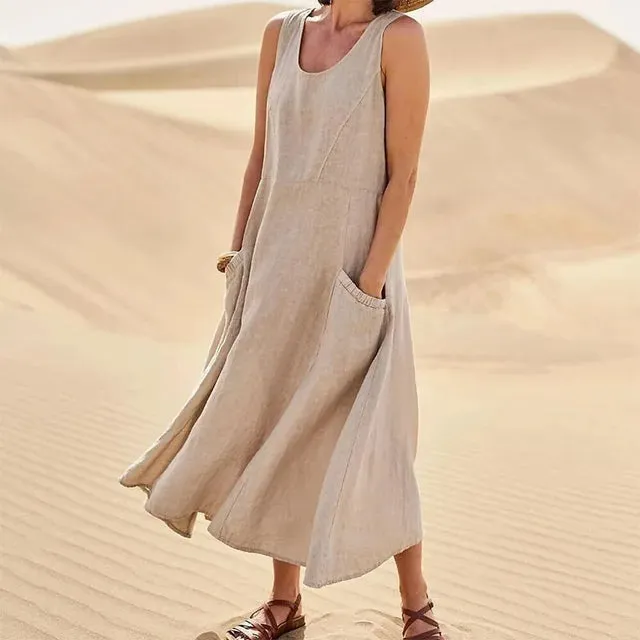 Linen Belle™ | Women's Sleeveless Dress | Lightweight Linen, Breathable Fabric & Relaxed Fit