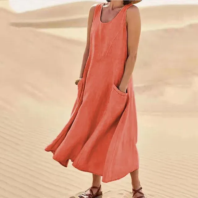 Linen Belle™ | Women's Sleeveless Dress | Lightweight Linen, Breathable Fabric & Relaxed Fit