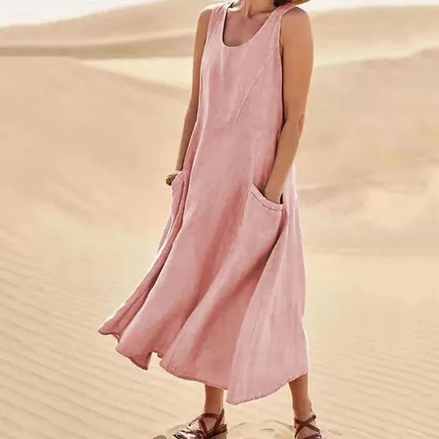 Linen Belle™ | Women's Sleeveless Dress | Lightweight Linen, Breathable Fabric & Relaxed Fit