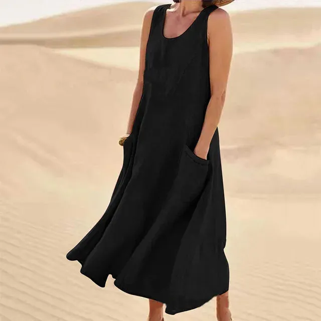 Linen Belle™ | Women's Sleeveless Dress | Lightweight Linen, Breathable Fabric & Relaxed Fit