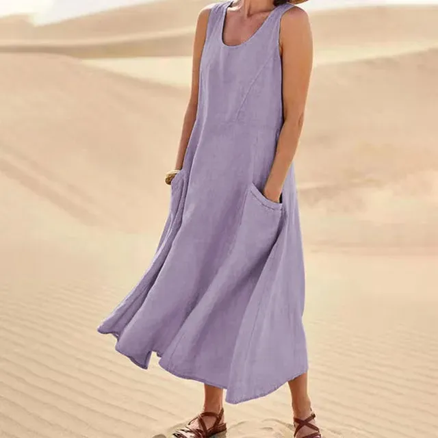 Linen Belle™ | Women's Sleeveless Dress | Lightweight Linen, Breathable Fabric & Relaxed Fit