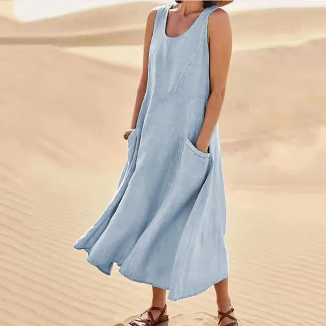 Linen Belle™ | Women's Sleeveless Dress | Lightweight Linen, Breathable Fabric & Relaxed Fit