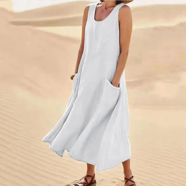 Linen Belle™ | Women's Sleeveless Dress | Lightweight Linen, Breathable Fabric & Relaxed Fit