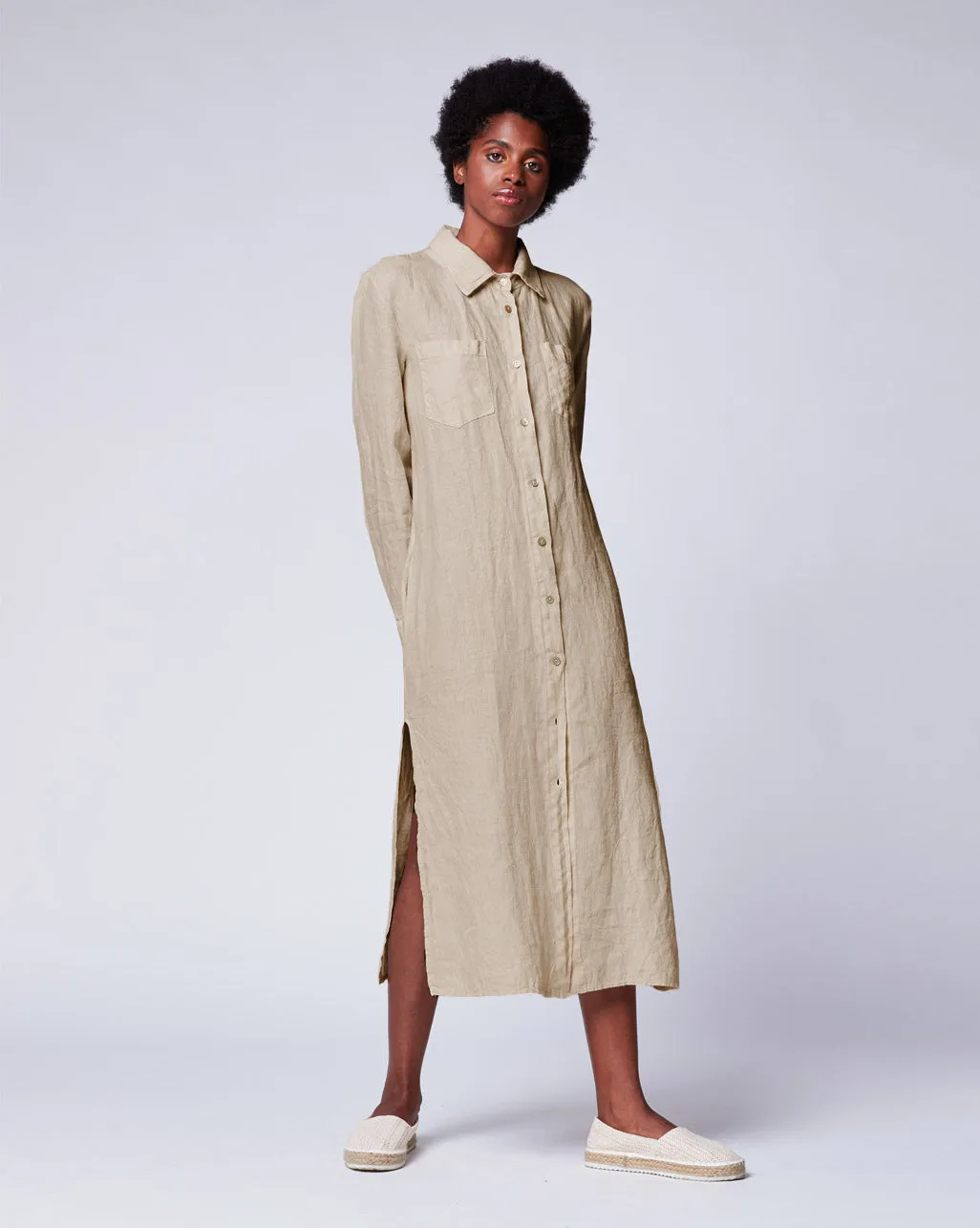 Linen Button-Up Shirtdress