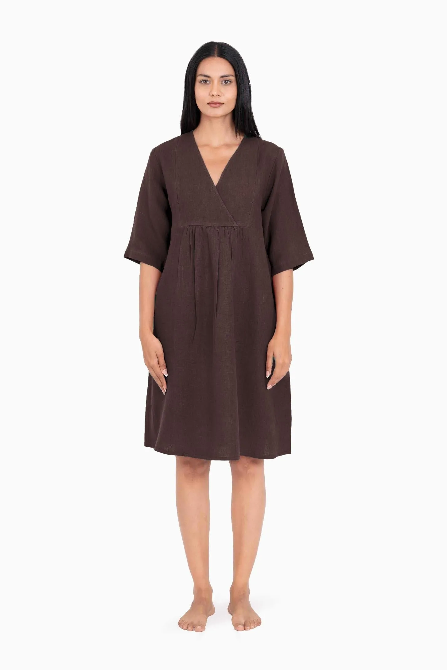 Linen Citrus Midi Dress-Misty Lilac