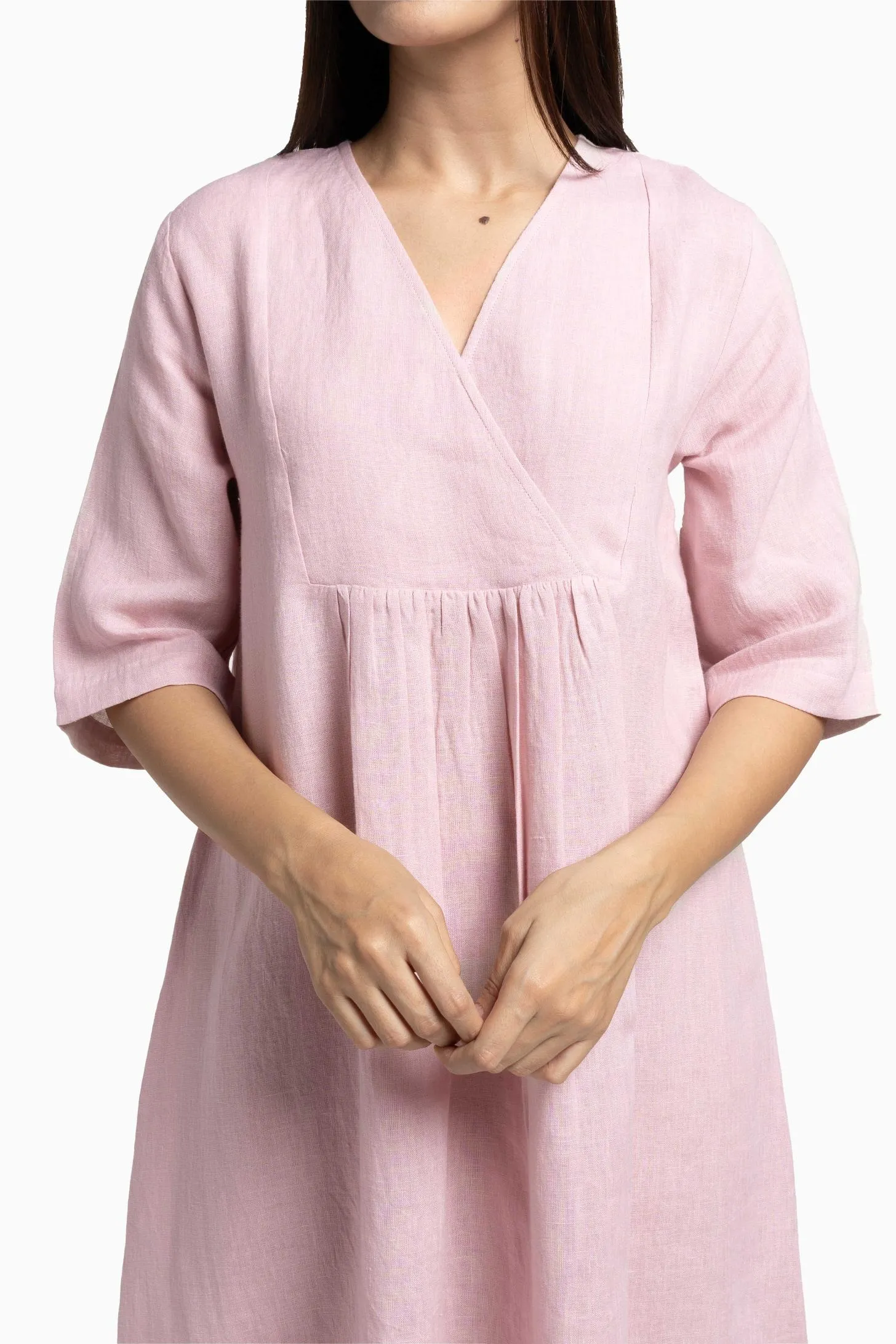Linen Citrus Midi Dress-Misty Lilac