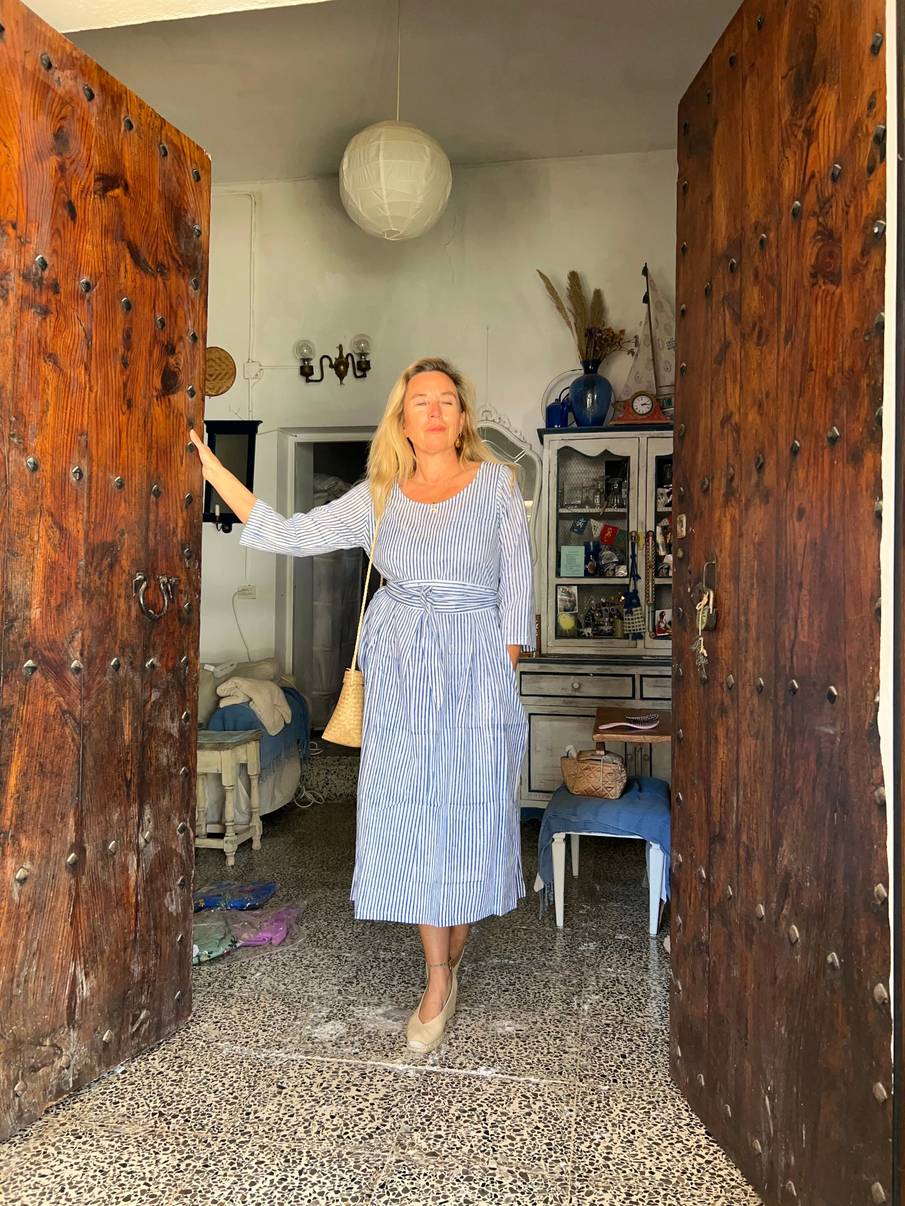 Linen dress stripes