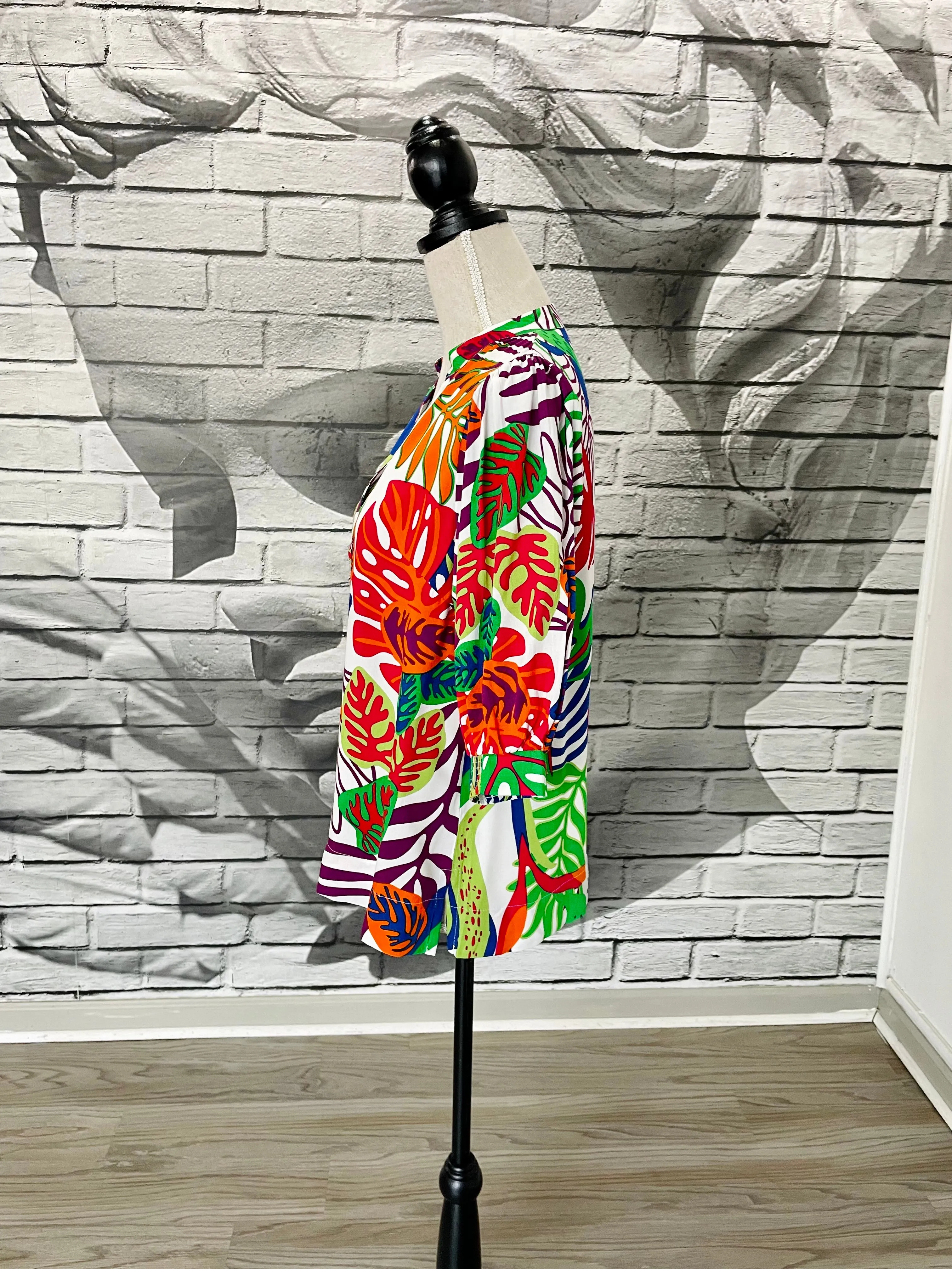 Lizzy Blouse in White Night Tropical