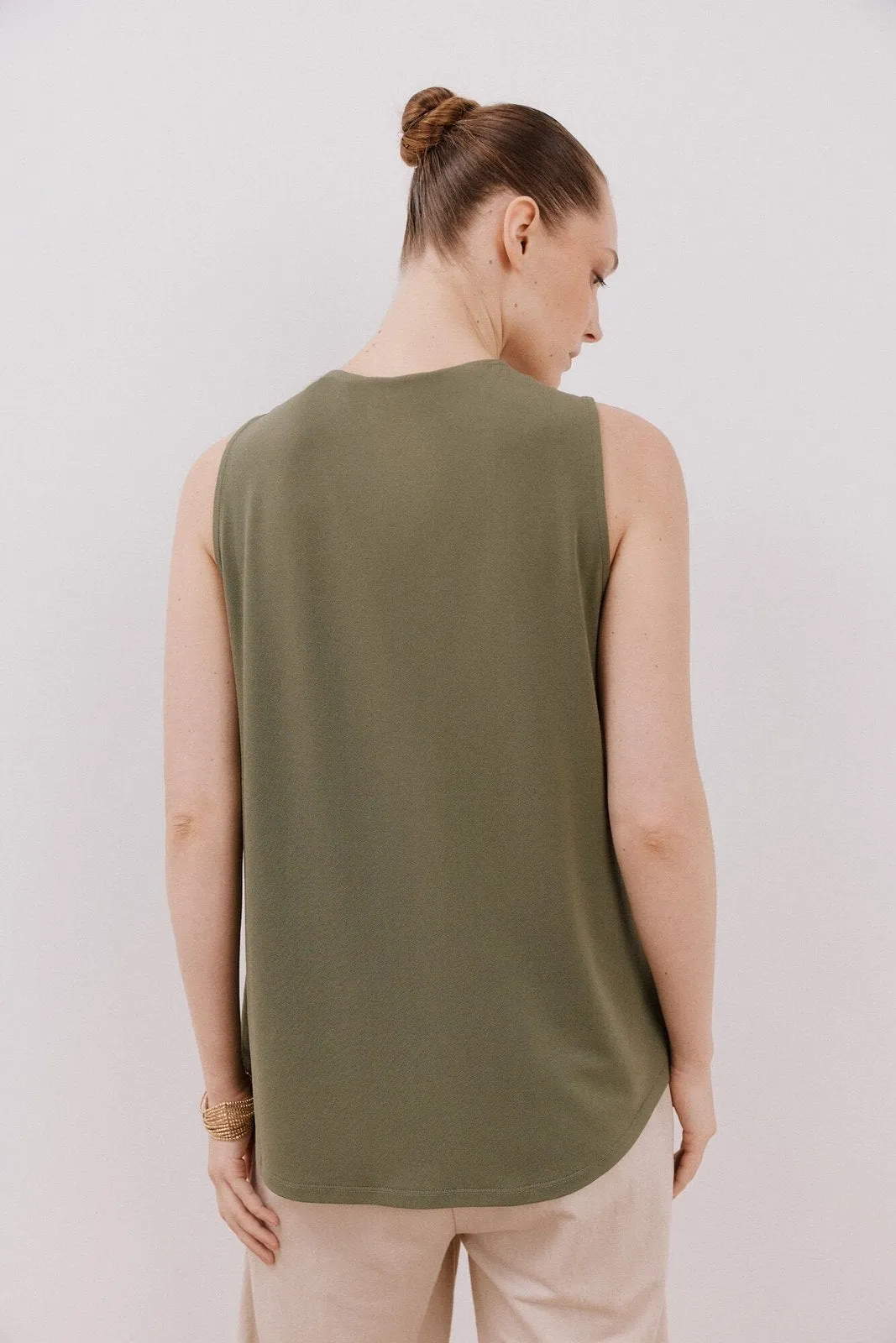 Long Pleated Top - Light Khaki