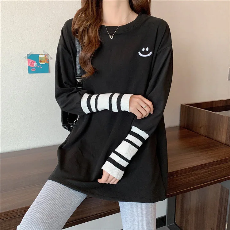 Long Sleeve Smile Emoticon Casual Shirts