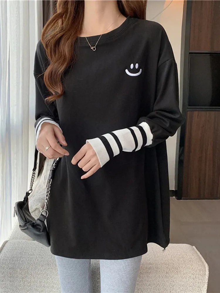 Long Sleeve Smile Emoticon Casual Shirts