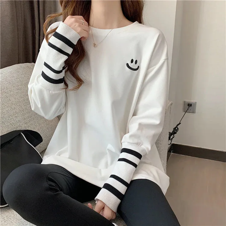 Long Sleeve Smile Emoticon Casual Shirts
