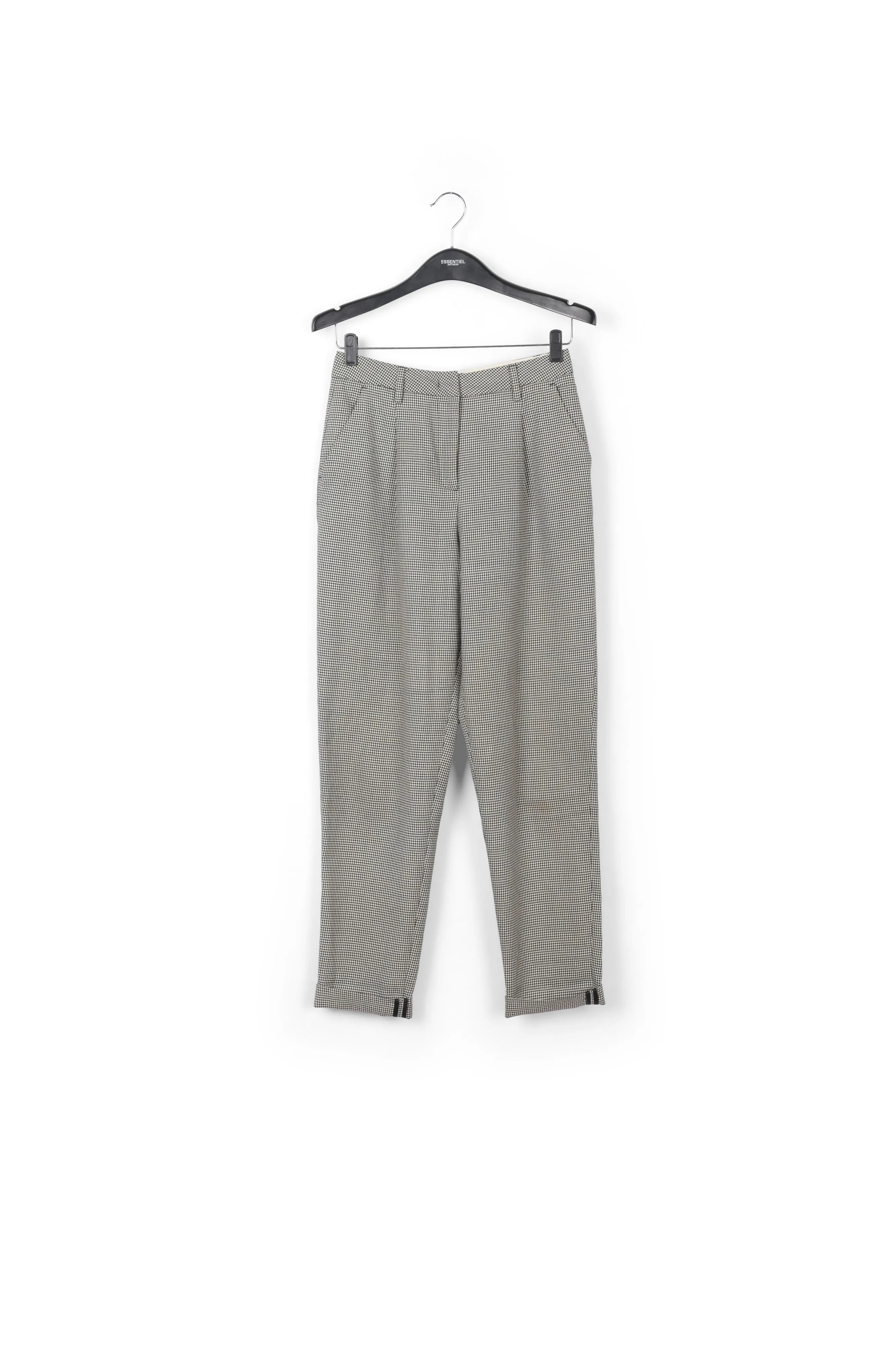 Loose-fit houndstooth high-waist pants