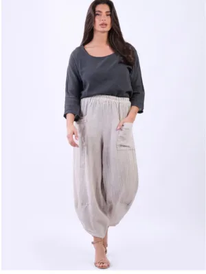 Loose Fit Linen Casual Pants