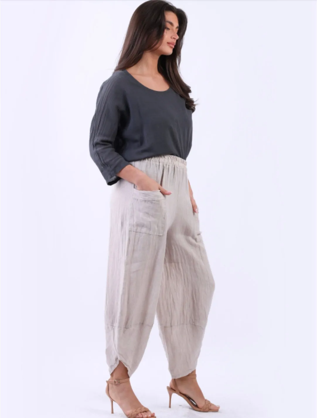 Loose Fit Linen Casual Pants