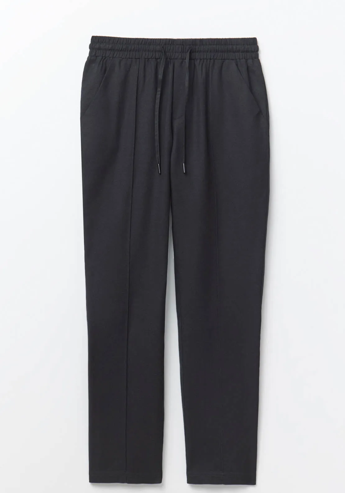 Loose-Fit Linen Trousers - Black