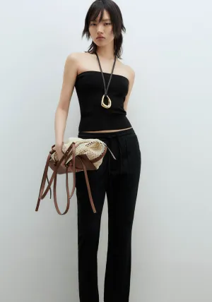 Loose-Fit Linen Trousers - Black