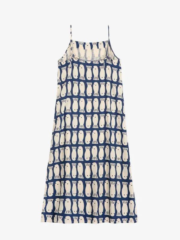 Lucky Fish Strap Dress Navy
