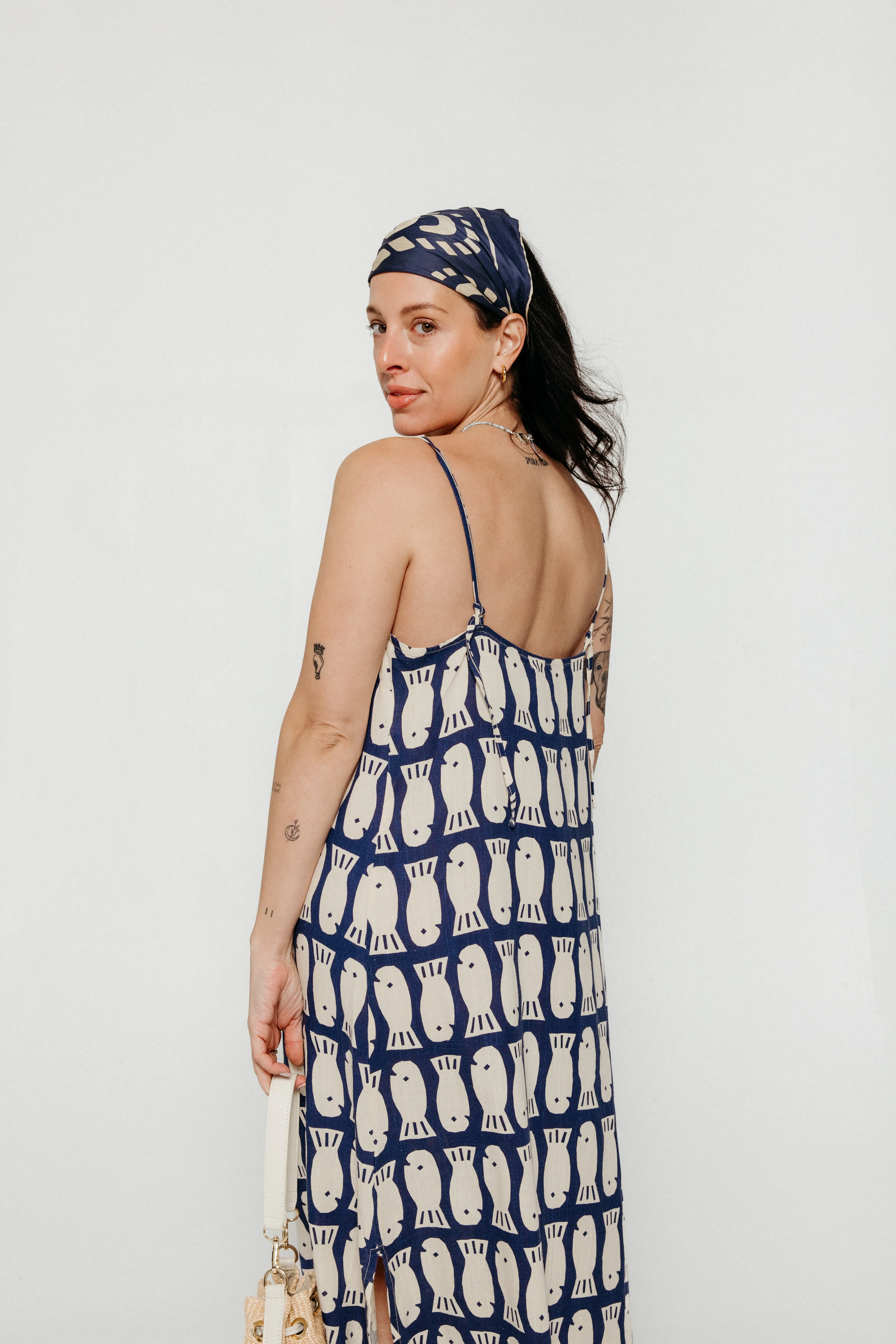 Lucky Fish Strap Dress Navy
