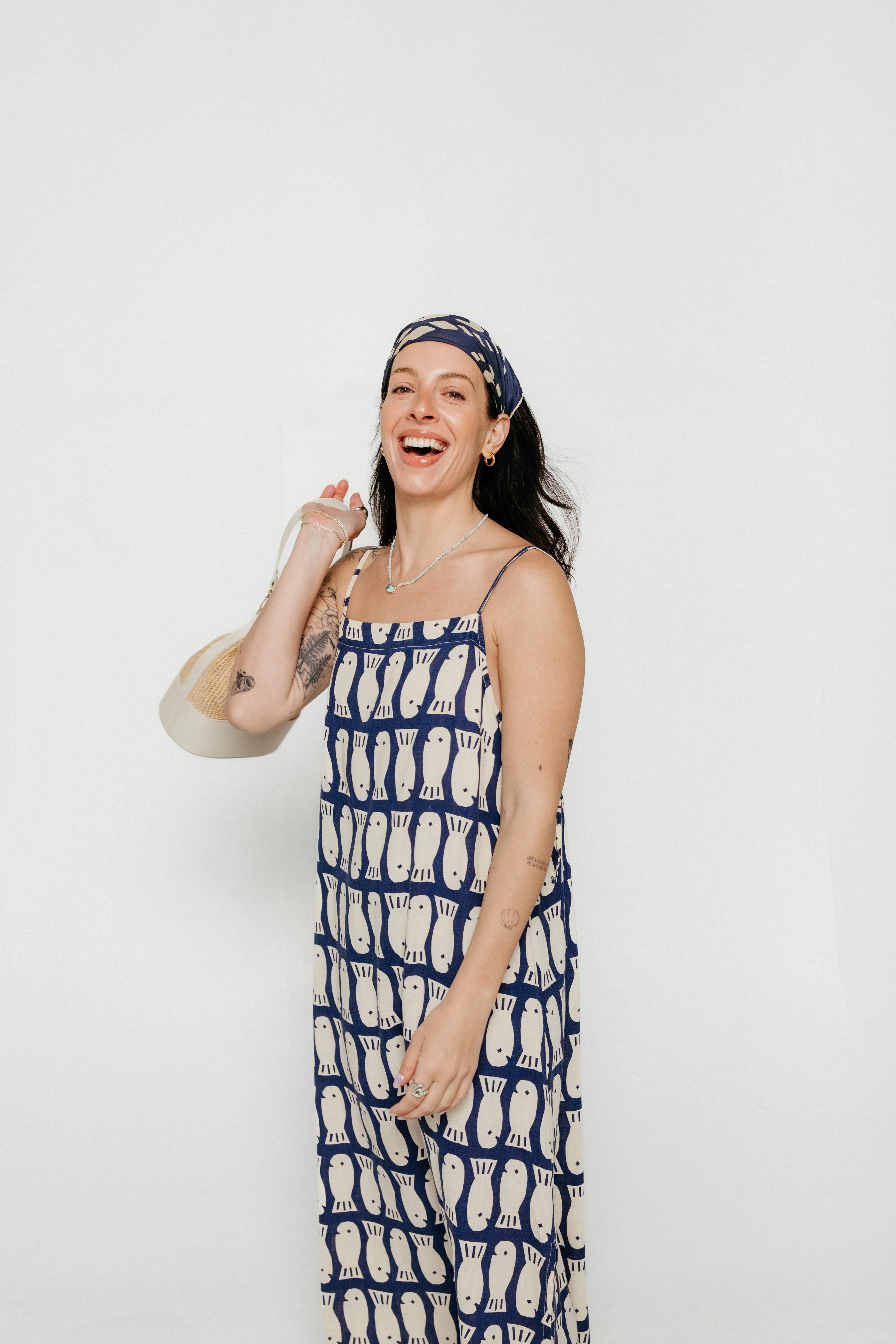 Lucky Fish Strap Dress Navy
