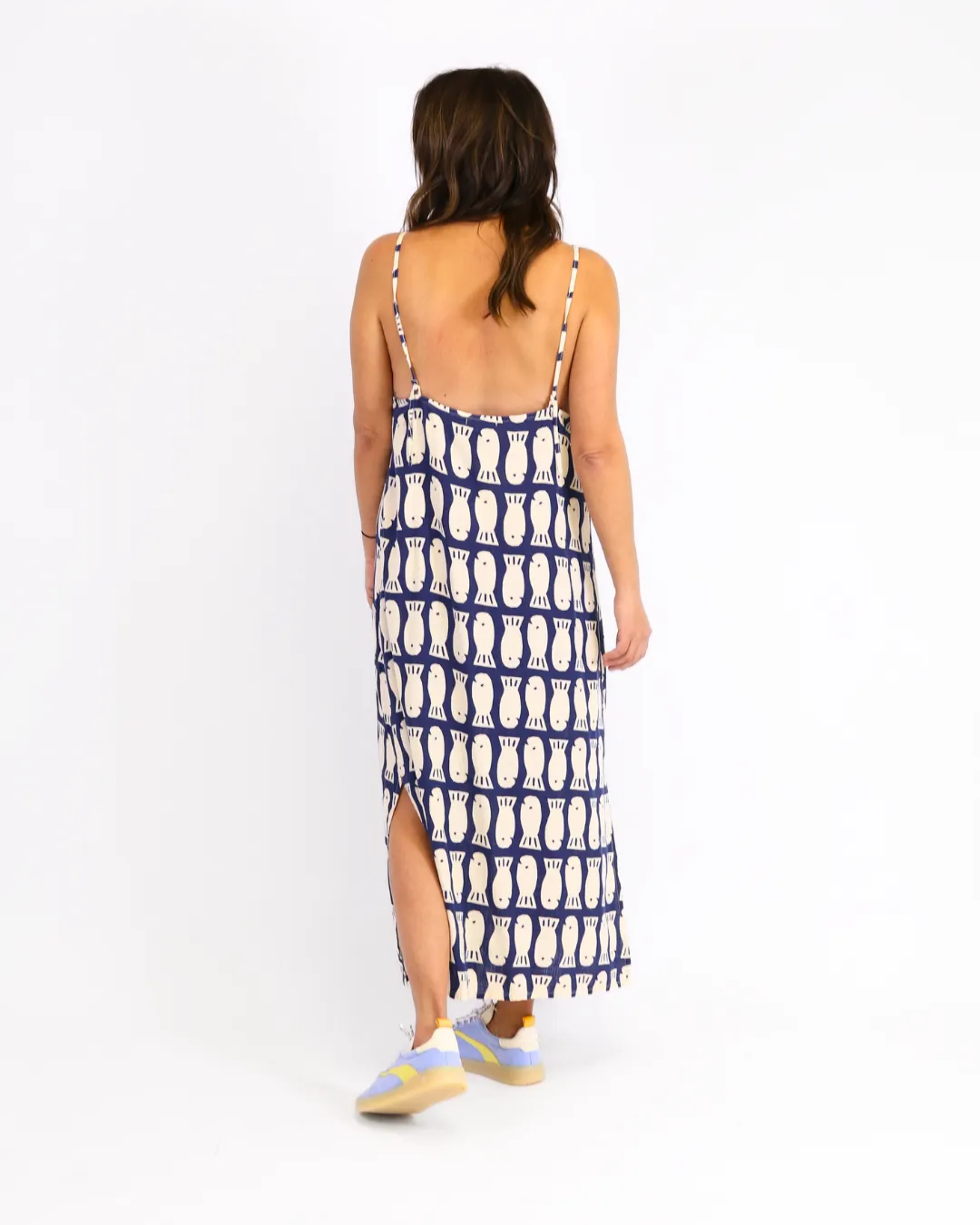 Lucky Fish Strap Dress Navy