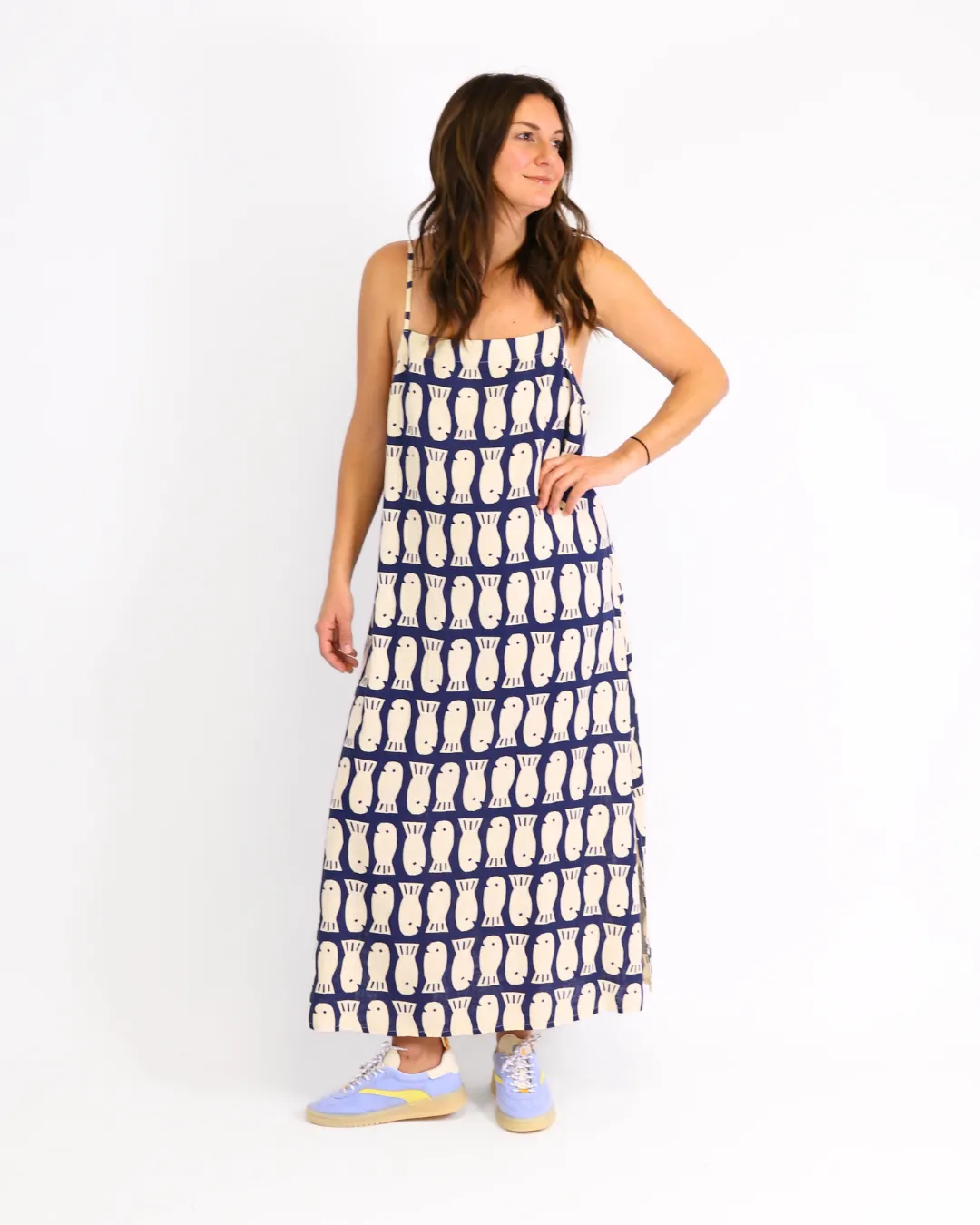 Lucky Fish Strap Dress Navy