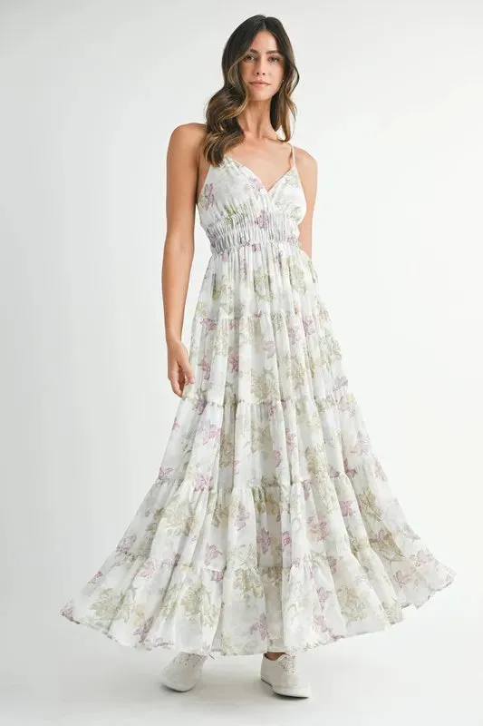 MABLE Floral Print Tiered Cami Maxi Dress S-L