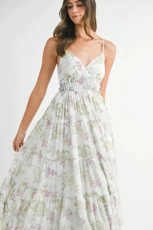 MABLE Floral Print Tiered Cami Maxi Dress S-L