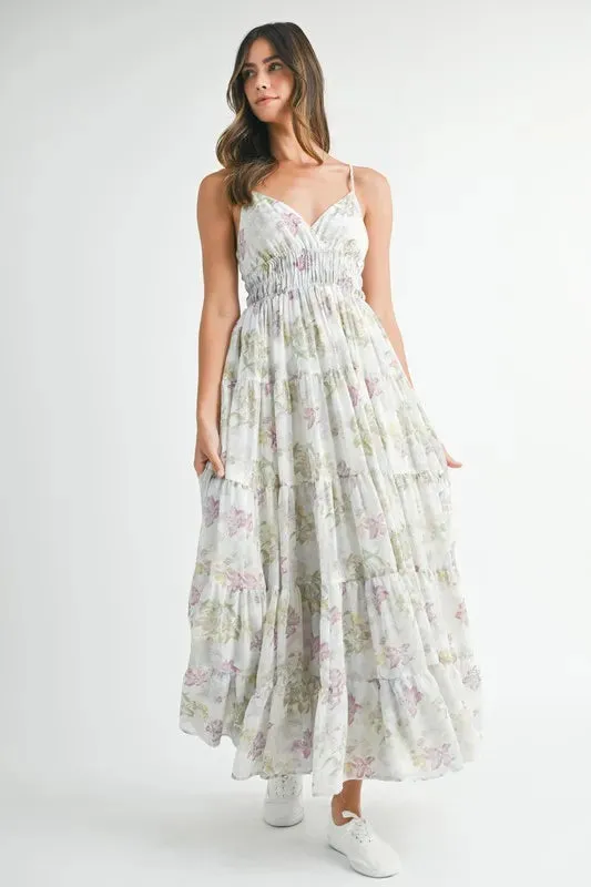 MABLE Floral Print Tiered Cami Maxi Dress S-L