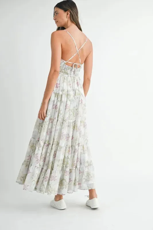 MABLE Floral Print Tiered Cami Maxi Dress S-L