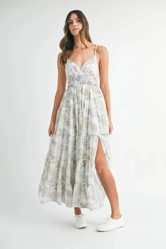 MABLE Floral Print Tiered Cami Maxi Dress S-L