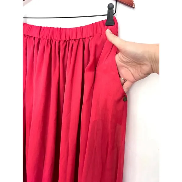 Maison Scotch Skirt Size 2 small Red elastic flowy maxi