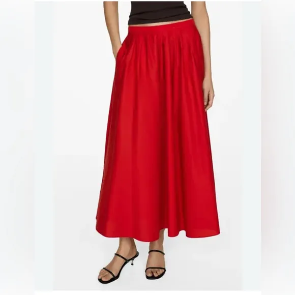 Maison Scotch Skirt Size 2 small Red elastic flowy maxi