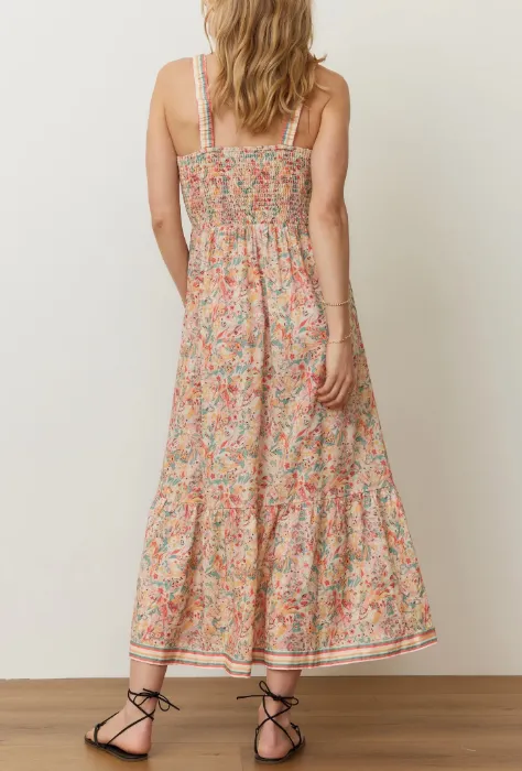 MARINE LAYER SELENE SMOCKED TIERED MAXI DRESS