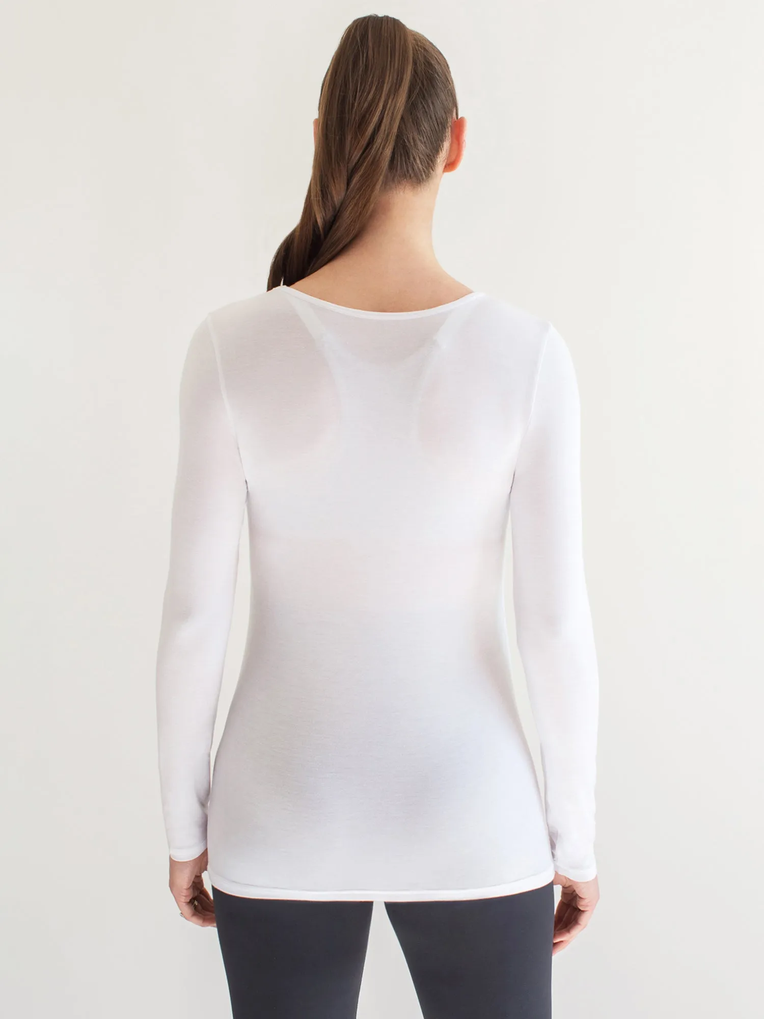 MATERNITY SOFT STRETCH LONG SLEEVE TEE, WHITE