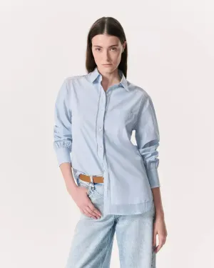 Maxine Poplin-Organza Shirt - Light Blue