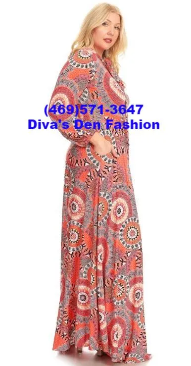 Medallion Print Maxi Dress