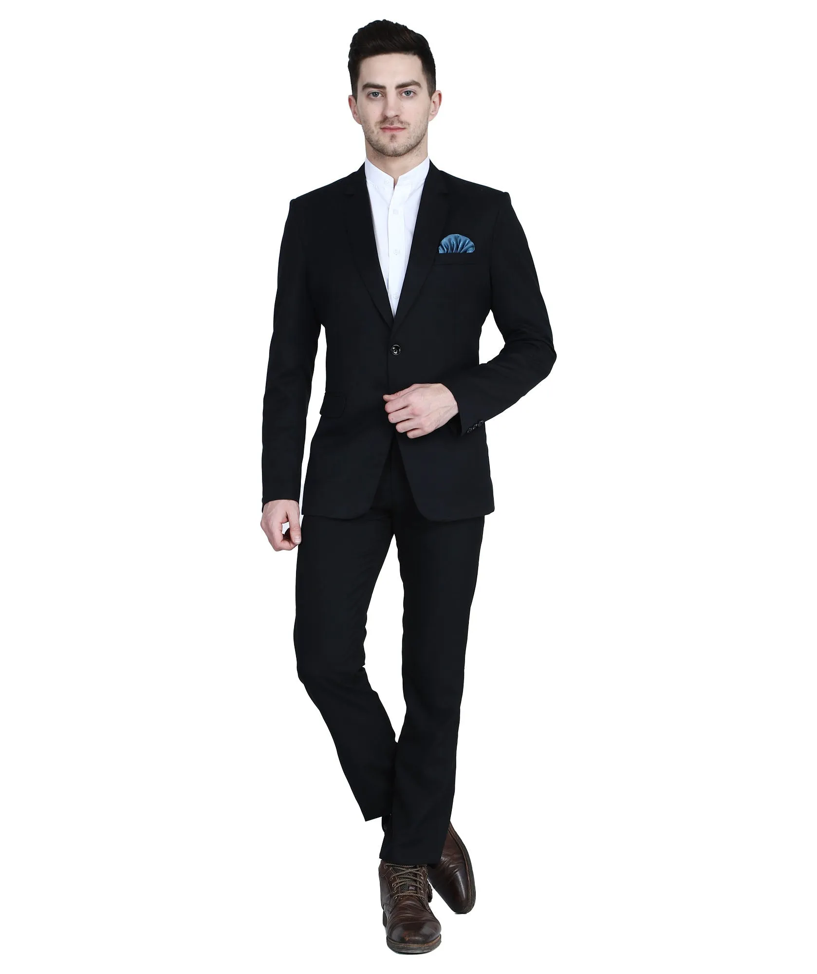 Men Black Blazer With Hanky