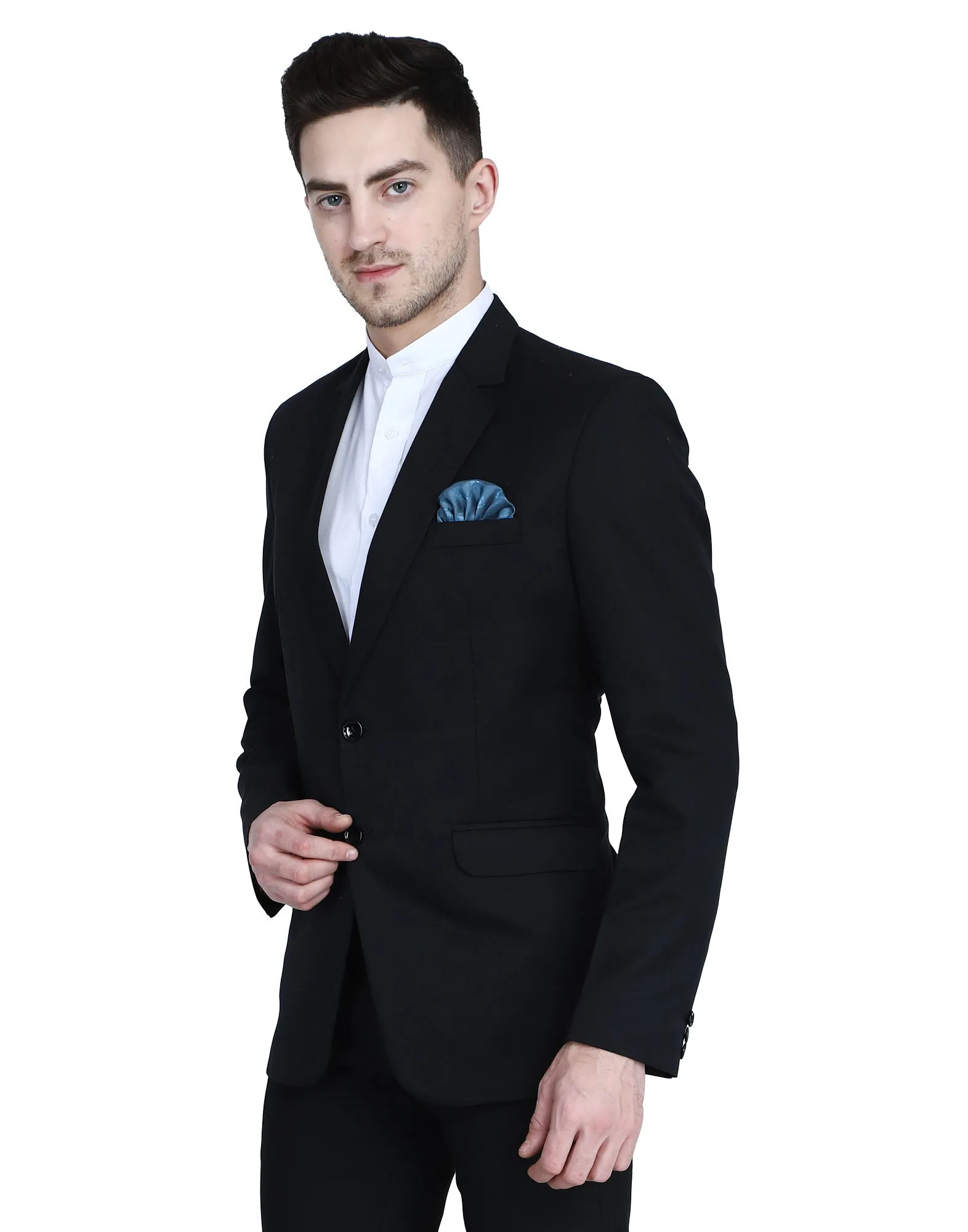 Men Black Blazer With Hanky