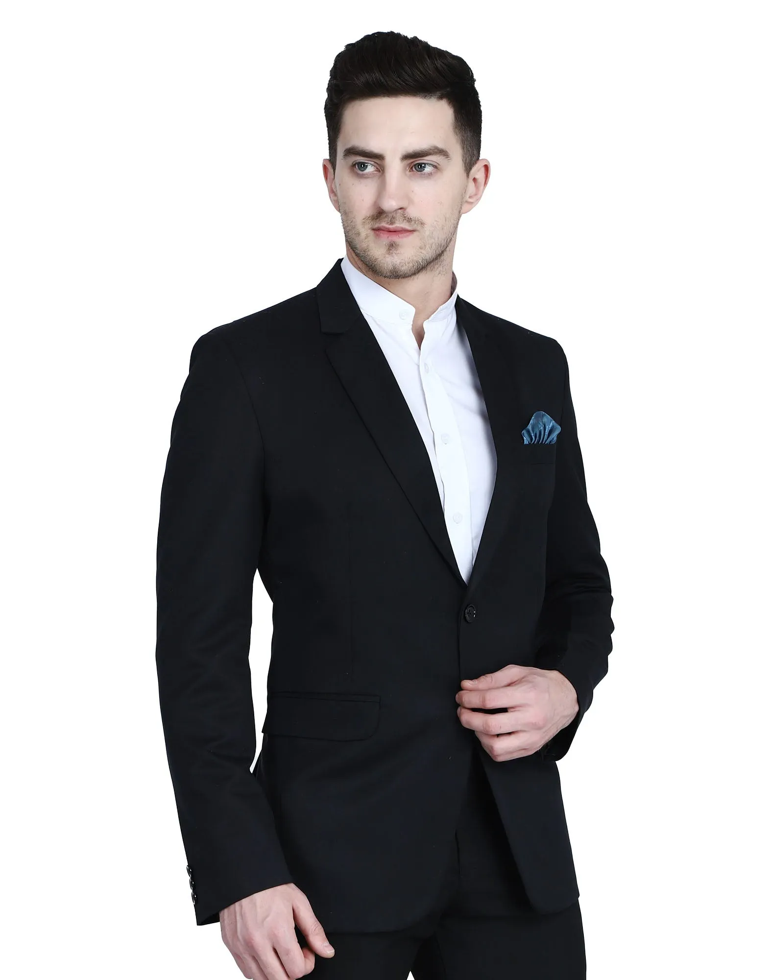 Men Black Blazer With Hanky