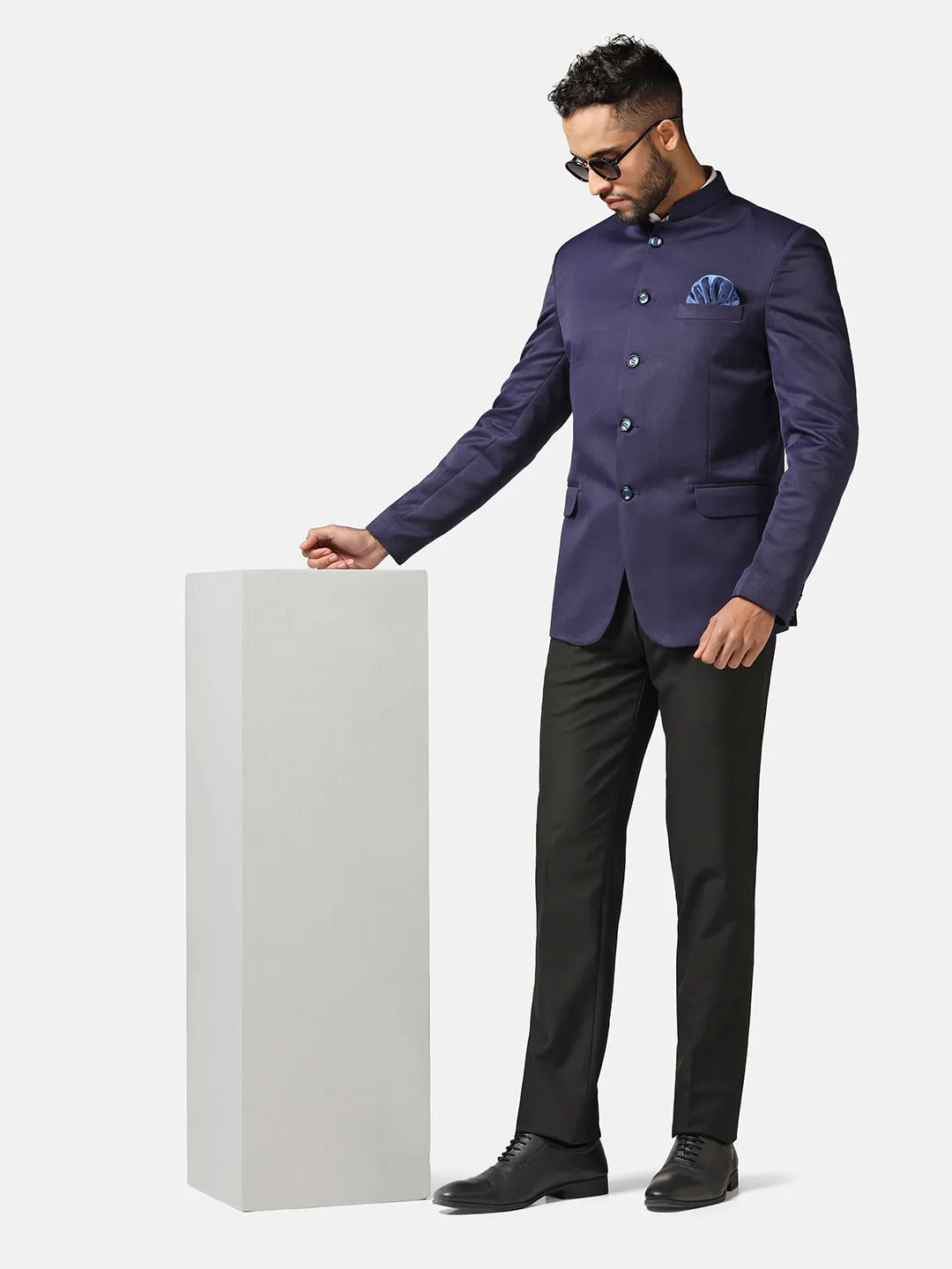 Men Blue Bandhgala Blazer