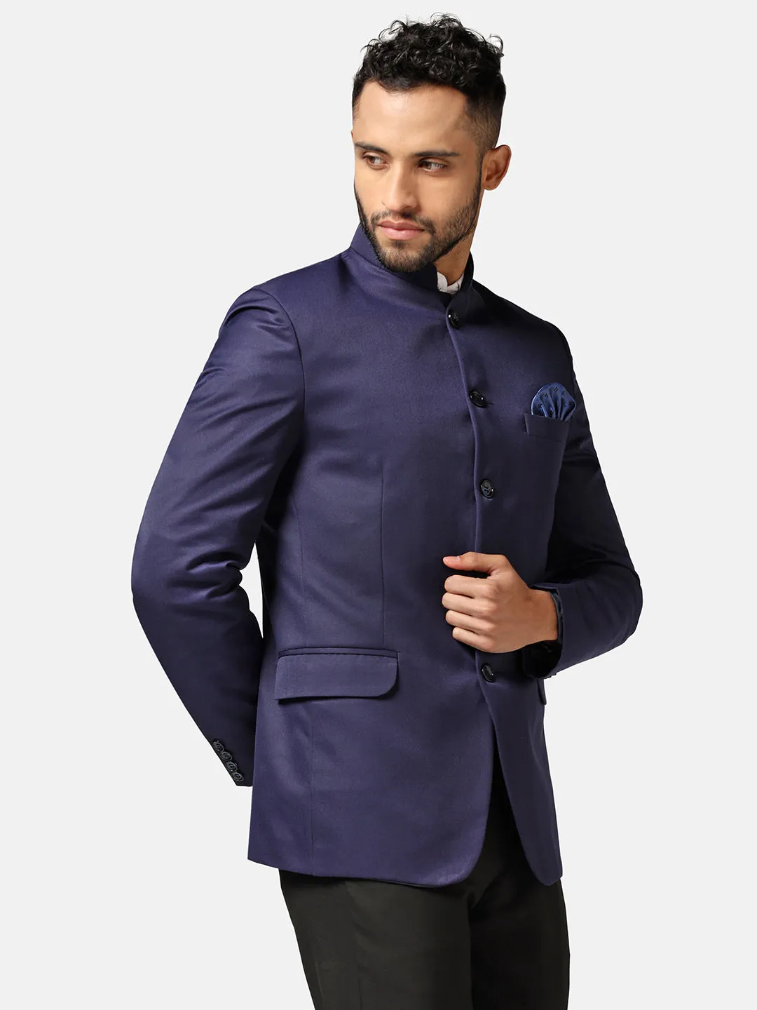 Men Blue Bandhgala Blazer