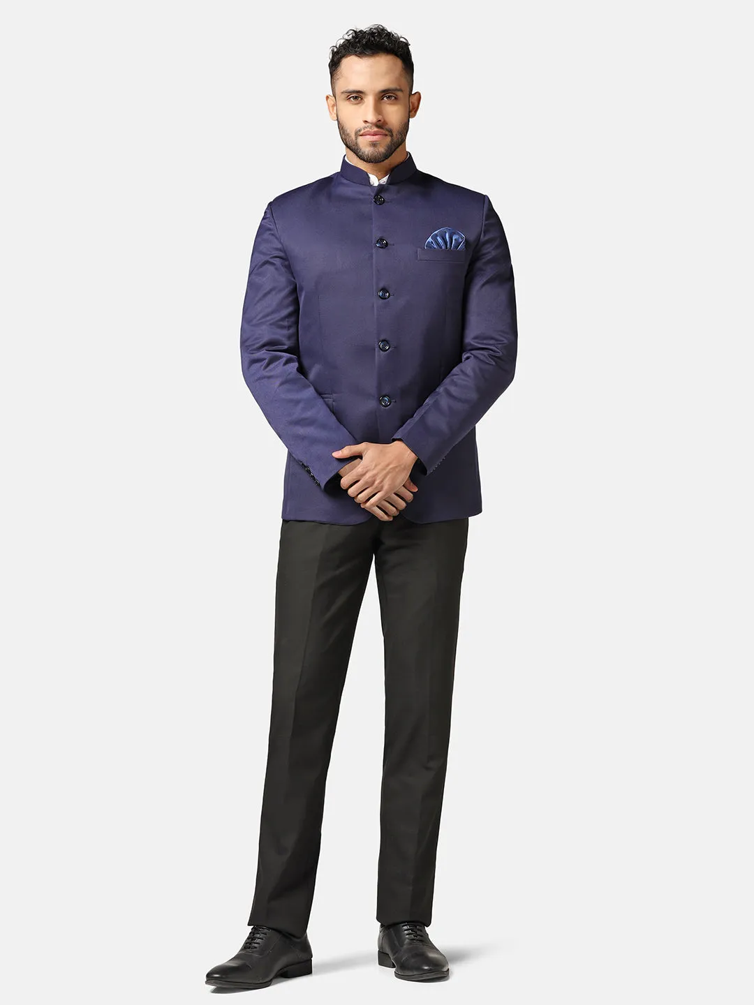 Men Blue Bandhgala Blazer