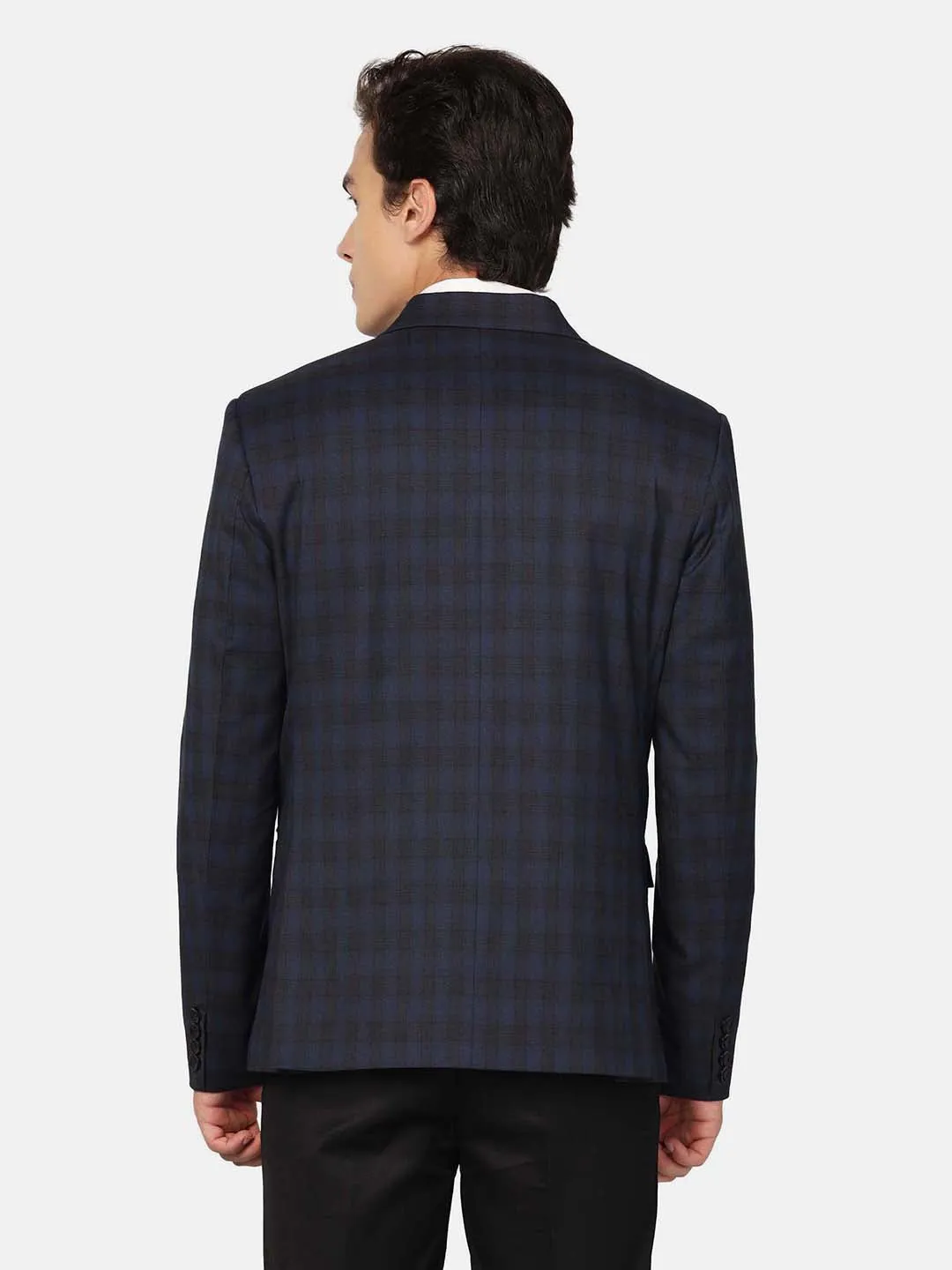 Men Blue Check Blazer