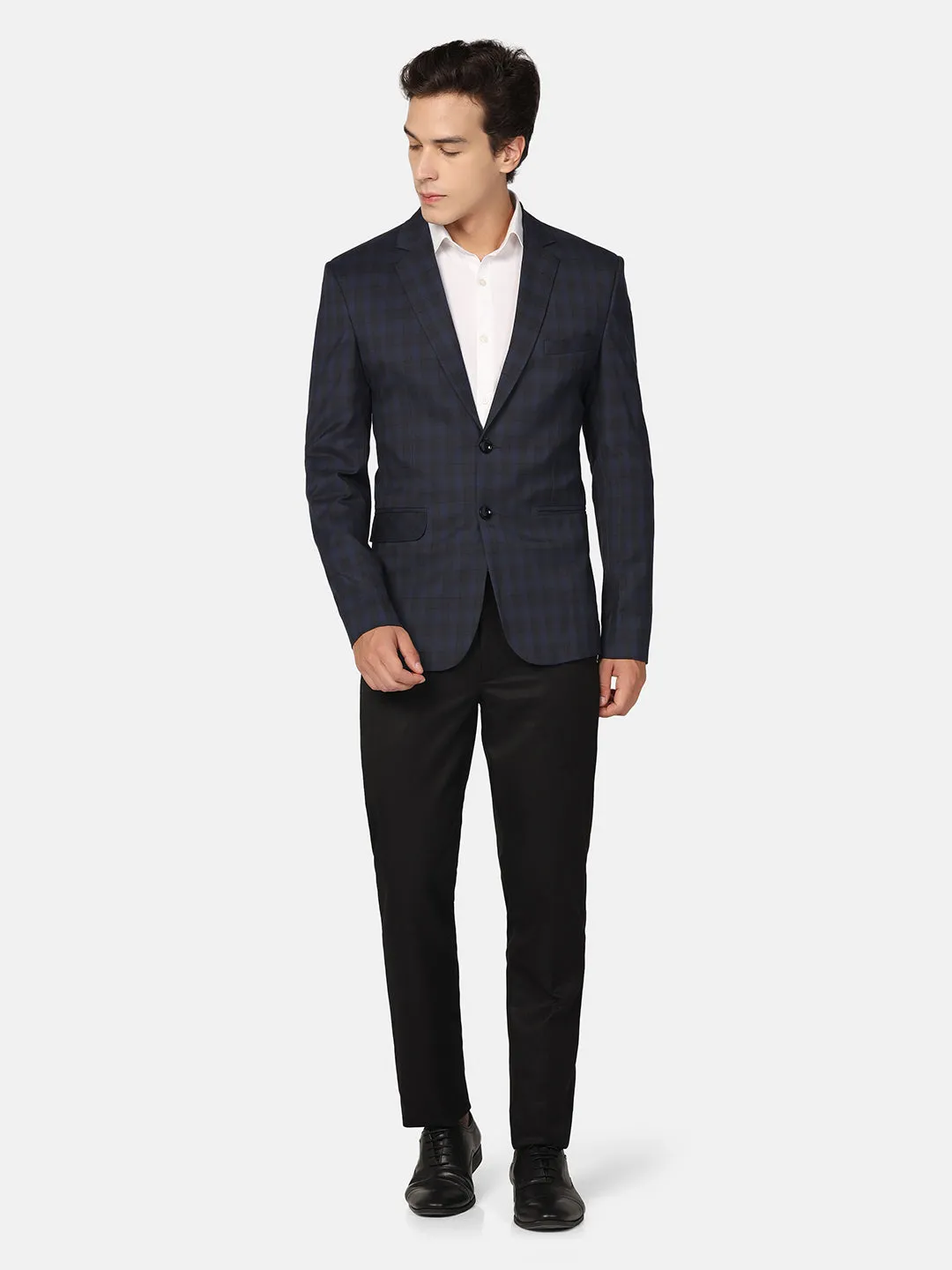 Men Blue Check Blazer